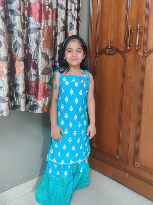 Ayesha Top-sharara set in pure cotton fabric